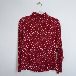IBKUL Top Women’s Sz M Zip Mock Neck Red Polka Dot Golf Pickleball Evelyn NWT